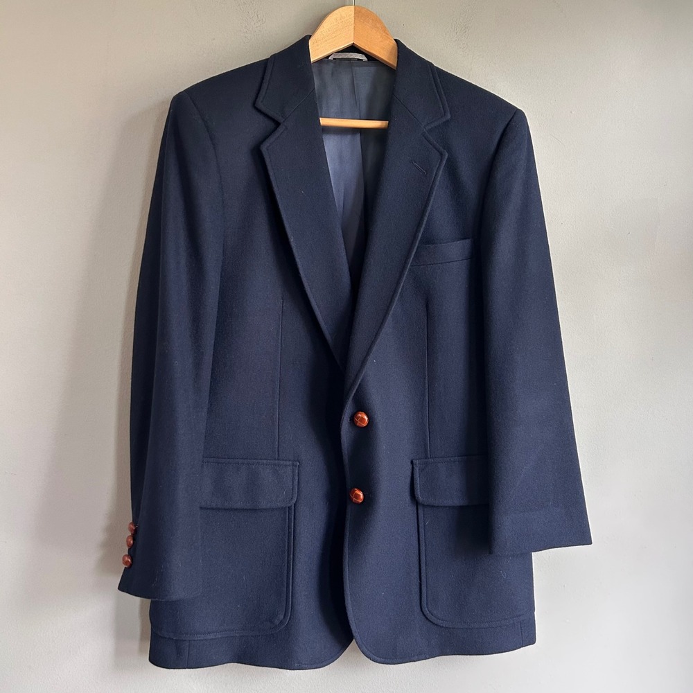 Imperial by Haggar Mens Navy Blue 100% Pure Wool Blazer Sport Coat 42 Regular